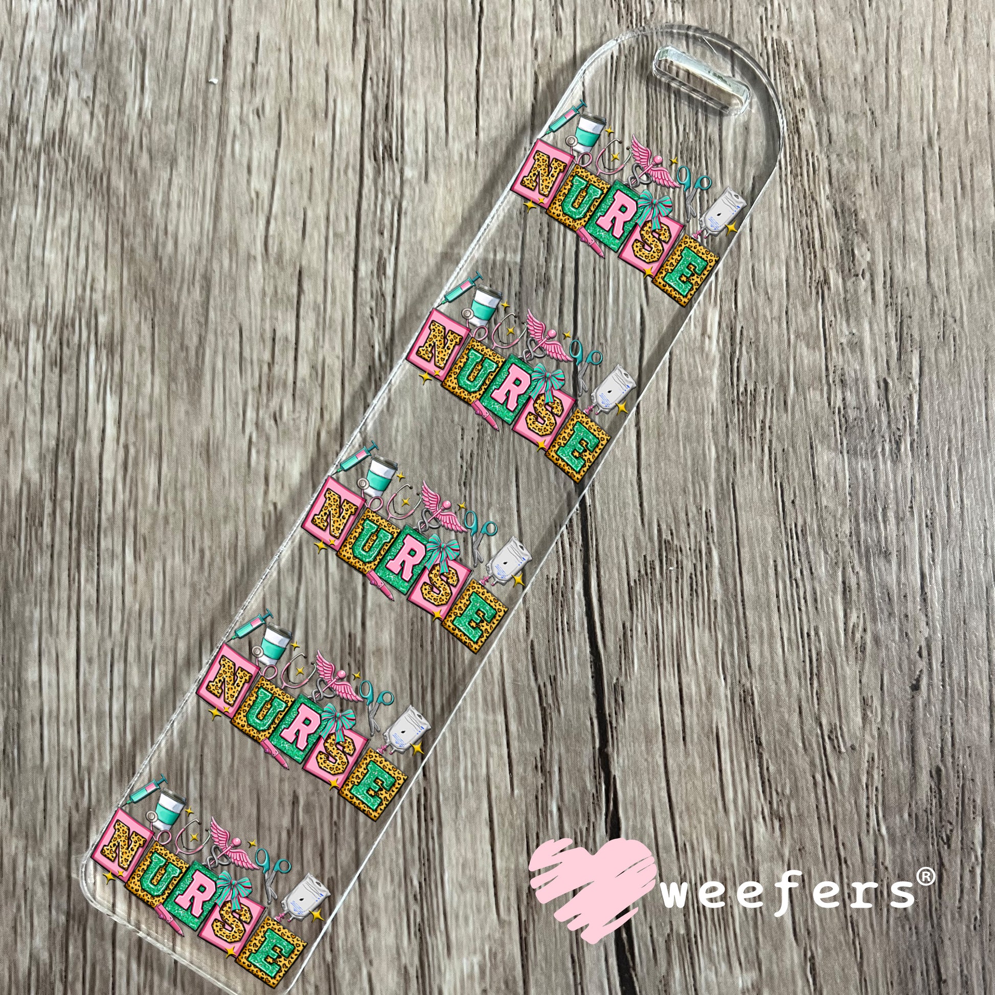 Nurse Teal and Pink UV DTF Bookmark Decal