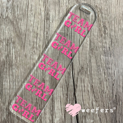 DIY Team Girl Baby Shower Gender Reveal UV DTF Bookmark Decal