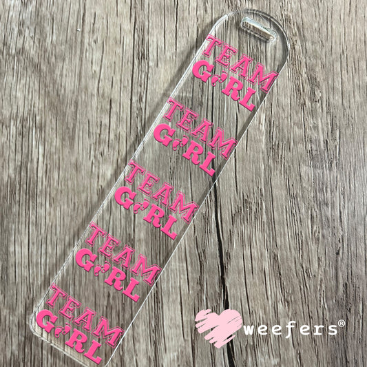 DIY Team Girl Baby Shower Gender Reveal UV DTF Decal Bookmark Weefers