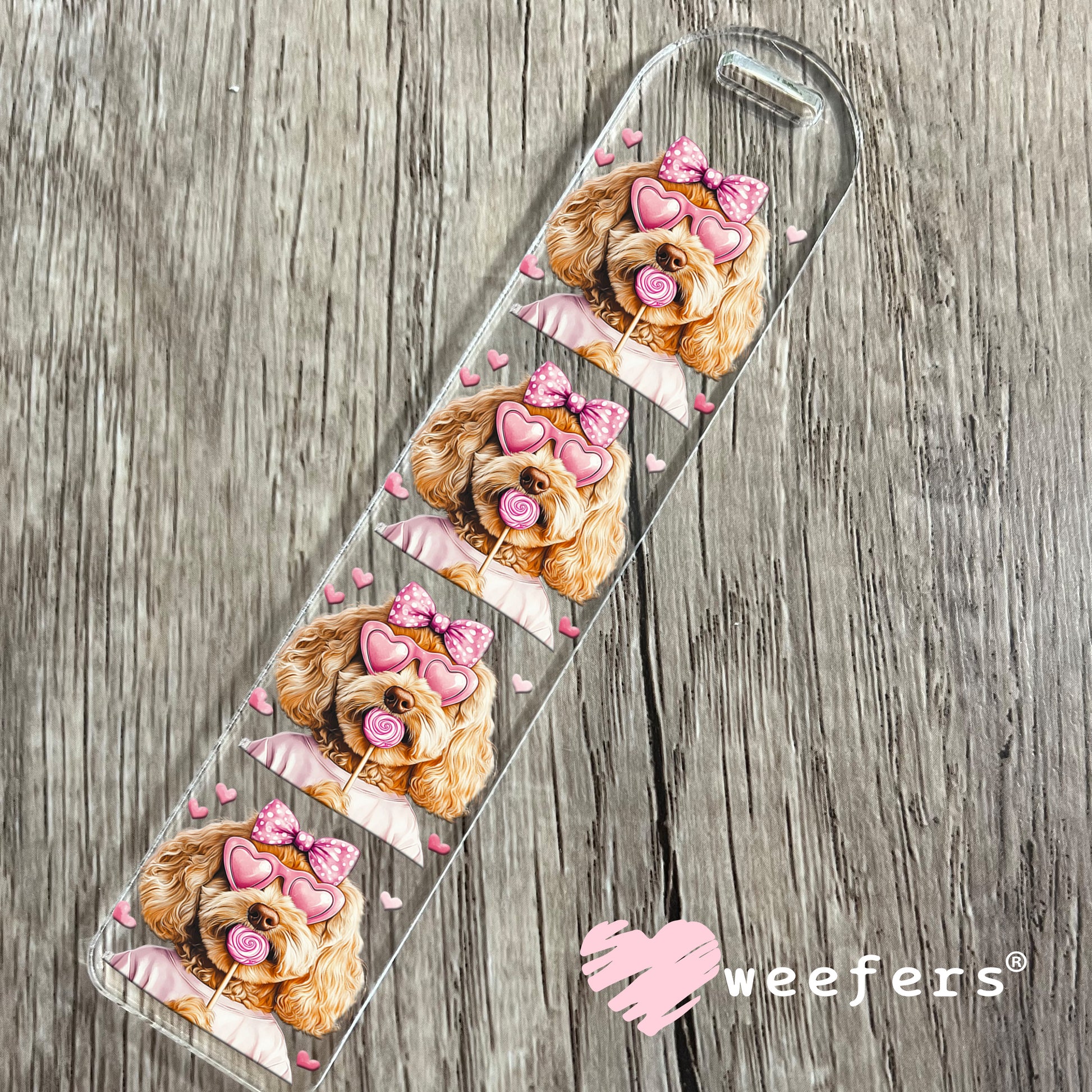 Goldendoodle Pink Coquette Doggy UV DTF Bookmark Decal