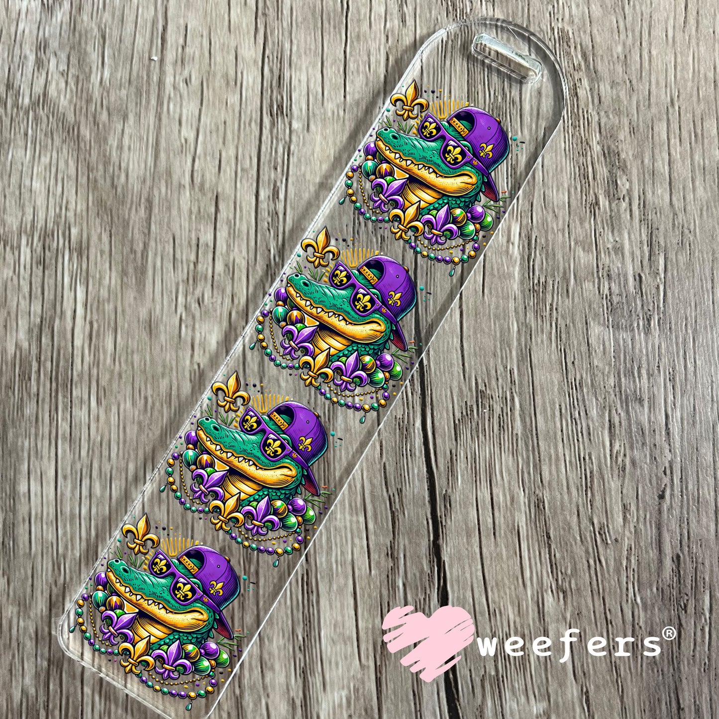 Mardi Gras Cool Alligator UV DTF Bookmark Decal