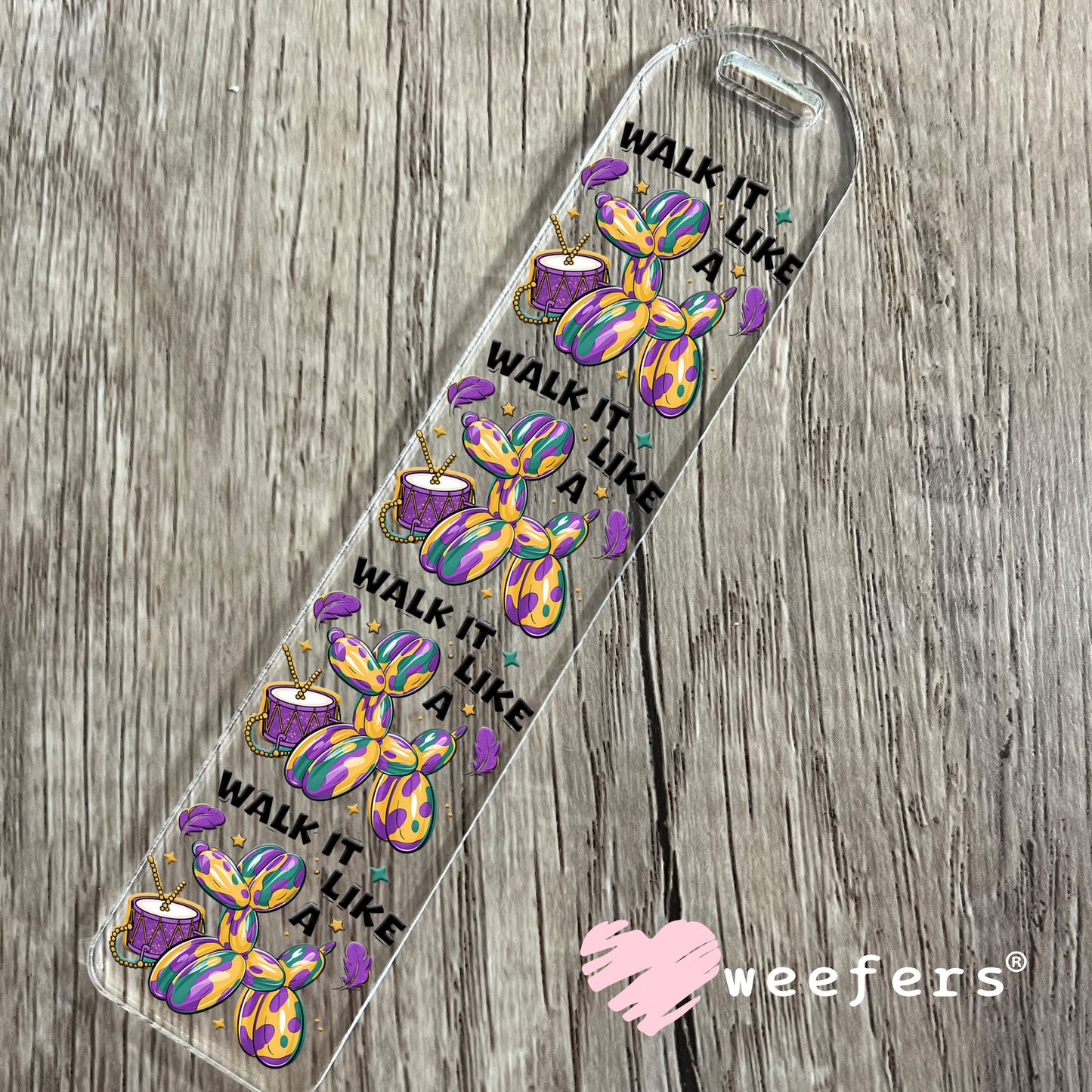 Mardi Gras Balloon Dog UV DTF Bookmark Decal