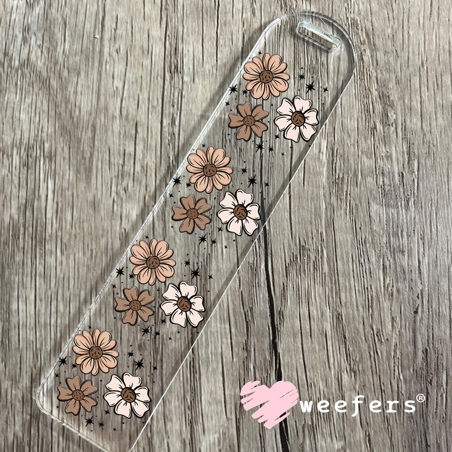 Neutral Brown Florals UV DTF Bookmark Decal