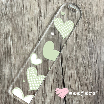 Mint Green Hearts UV DTF Bookmark Decal