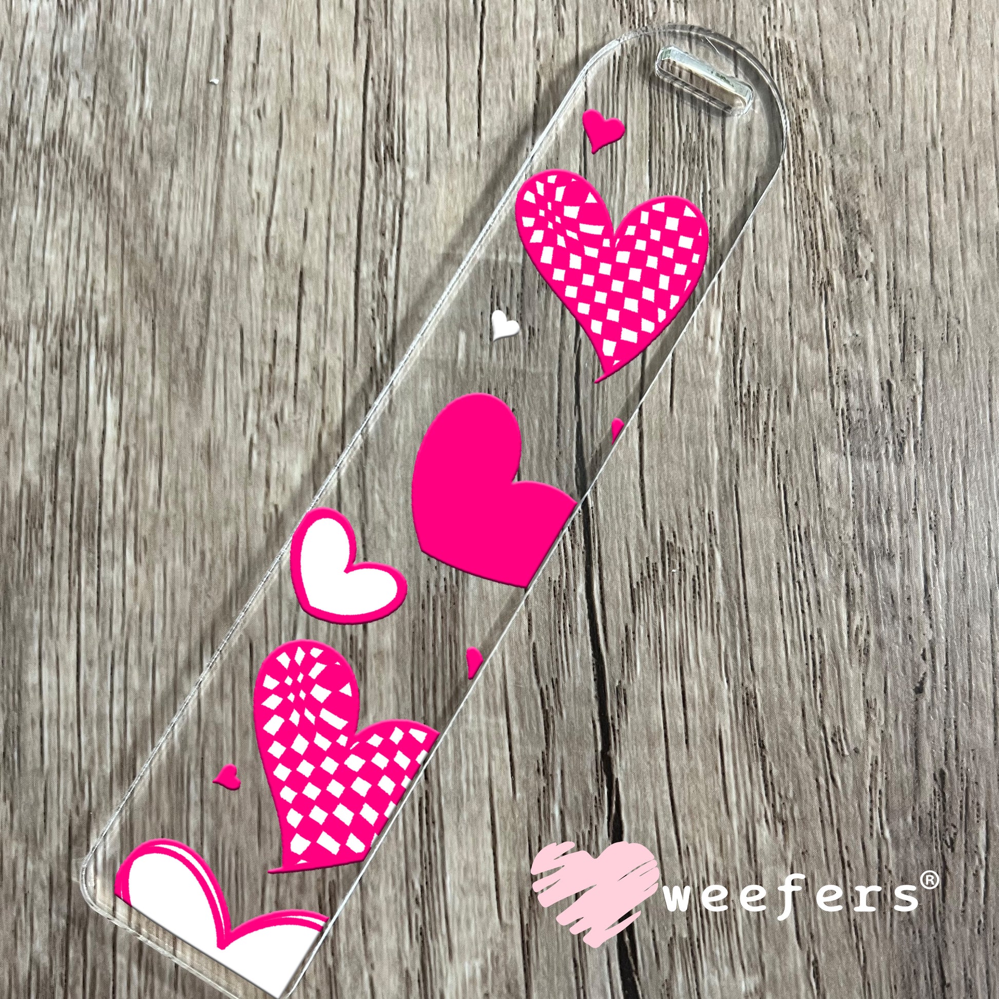 Fuchsia Hearts UV DTF Bookmark Decal