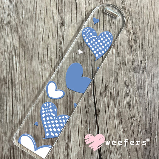 Glaucous Blue Hearts UV DTF Bookmark Decal