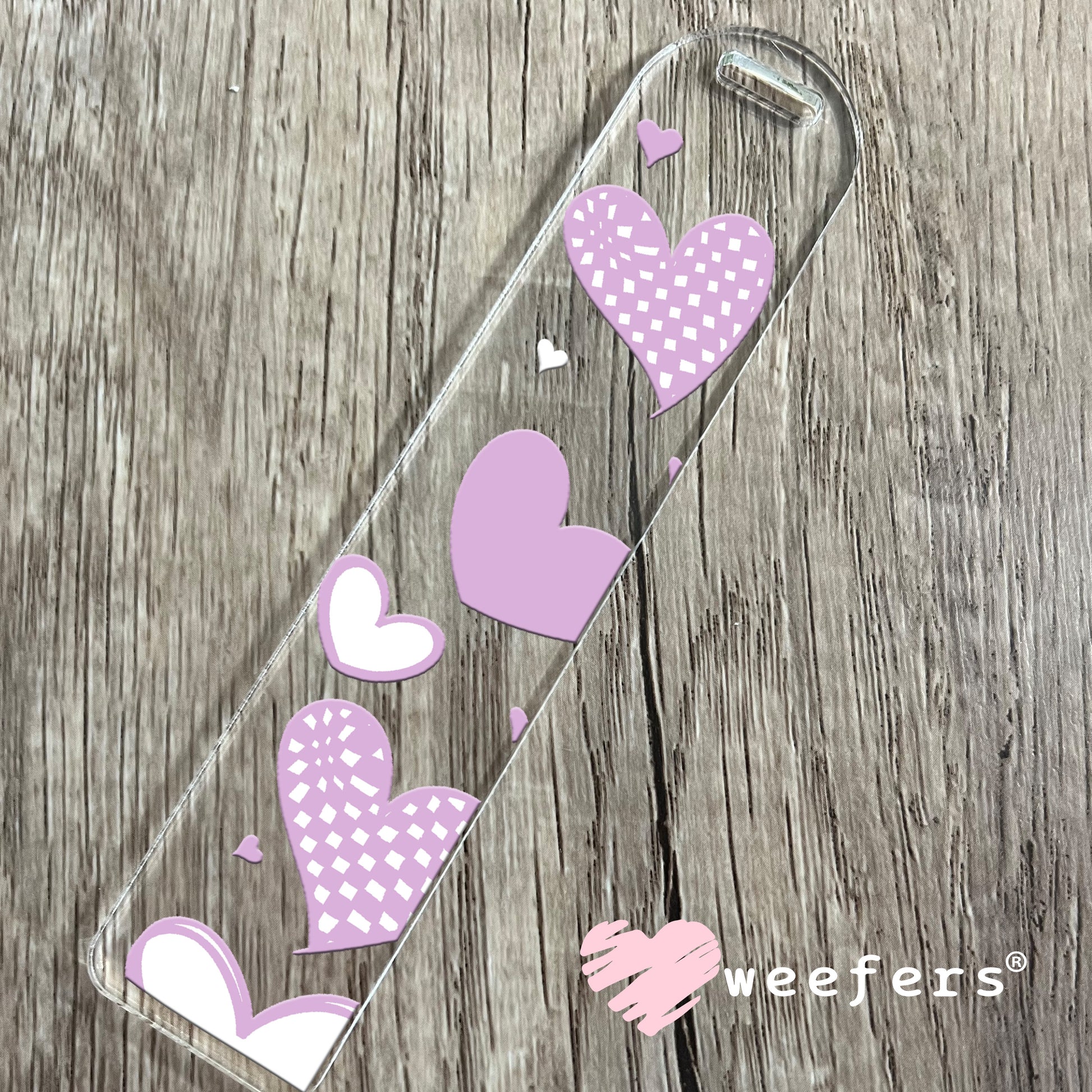 Light Purple Hearts UV DTF Bookmark Decal