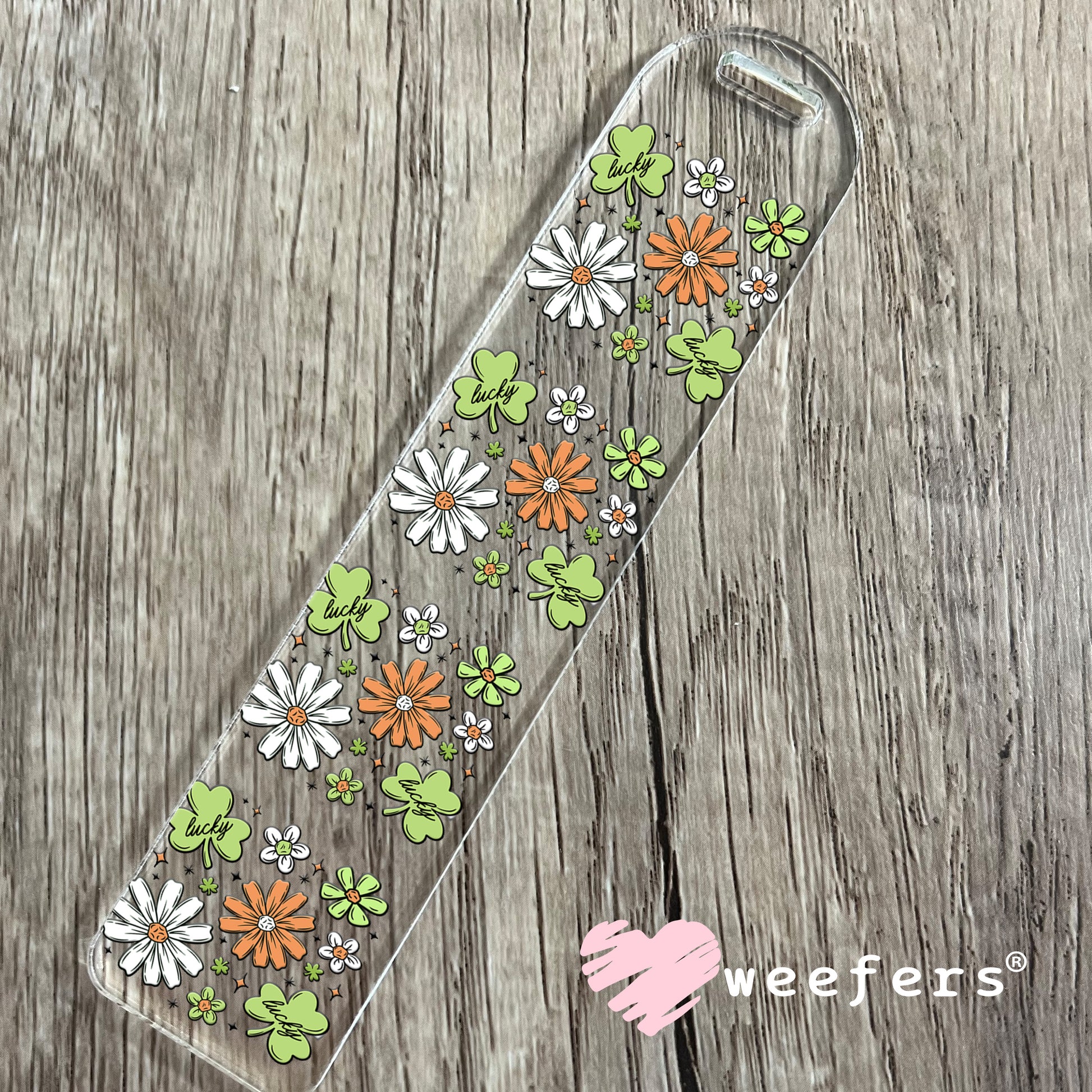 Lucky Flowers Toile Bow UV DTF Bookmark Decal