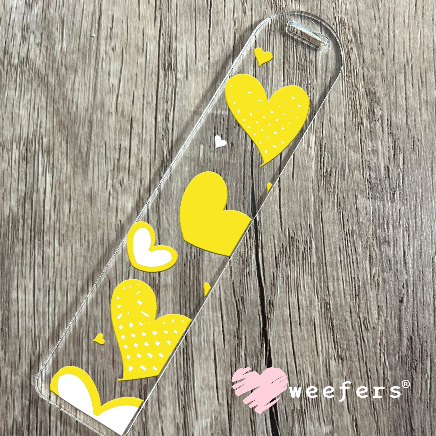 Yellow Hearts UV DTF Bookmark Decal