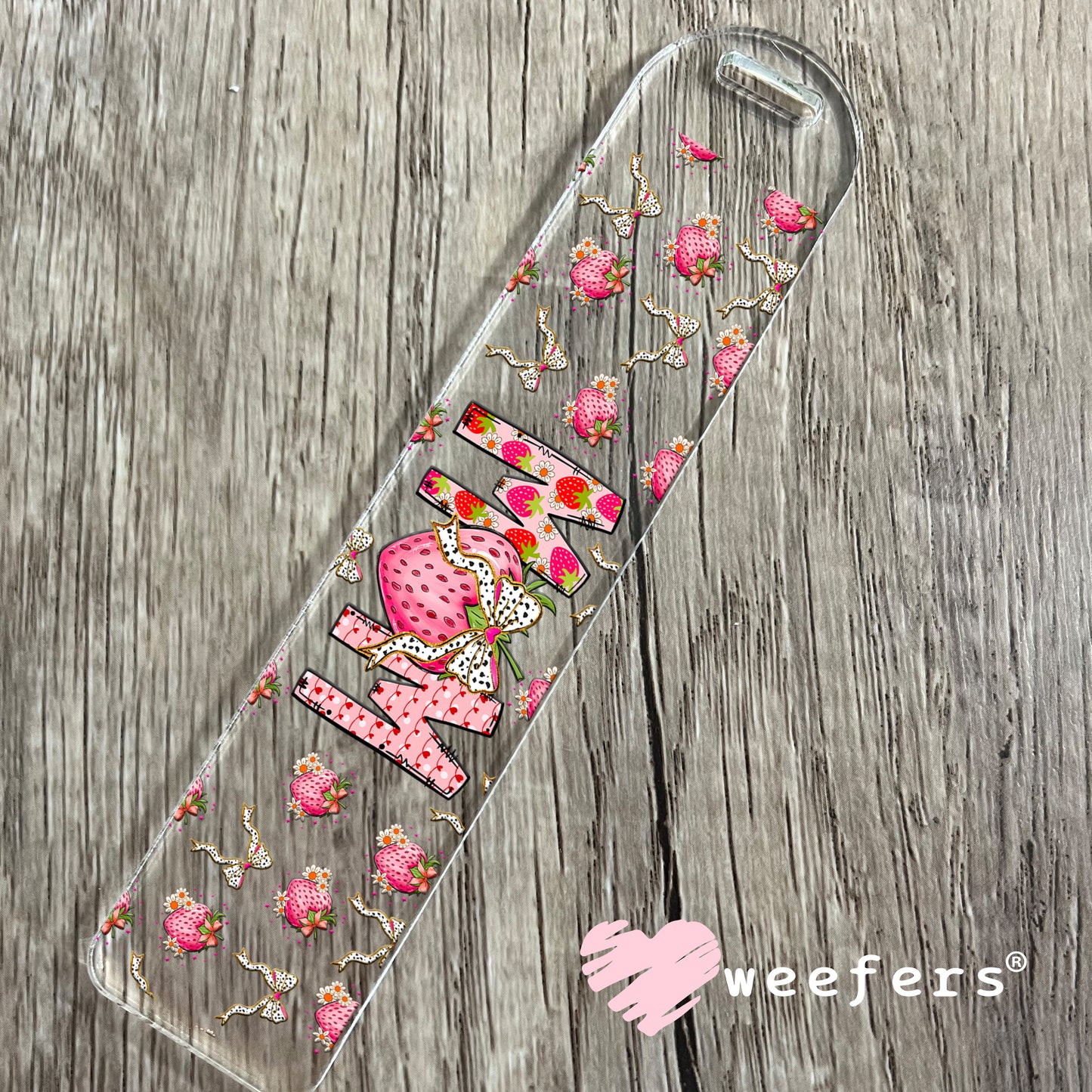 Coquette Mom Strawberries UV DTF Bookmark Decal