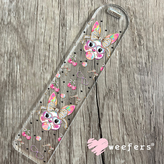 Coquette Bubble Blowing Easter Bunny UV DTF Bookmark Decal