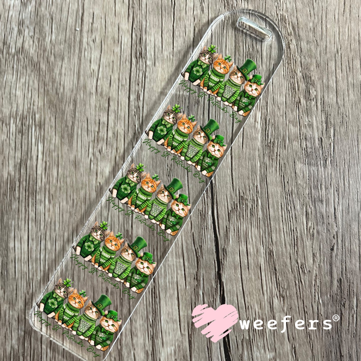 Cat Friends Happy St. Patrick's Day UV DTF Bookmark Decal