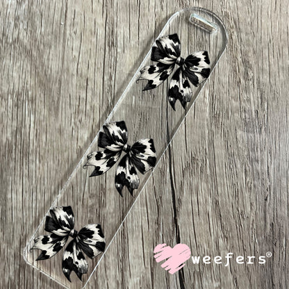 Black Cow Print Bow UV DTF Bookmark Decal