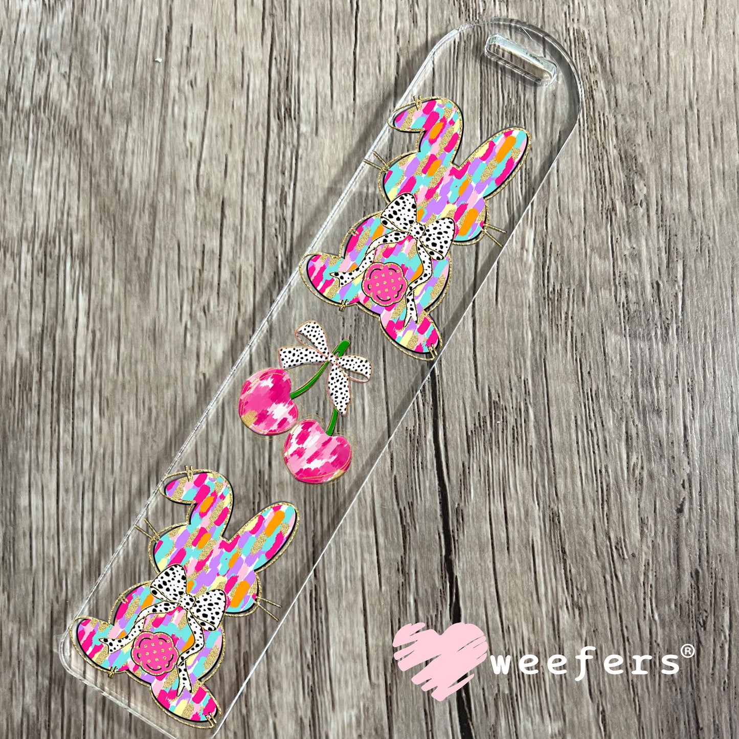 Glitter Pink Easter Bunny UV DTF Bookmark Decal