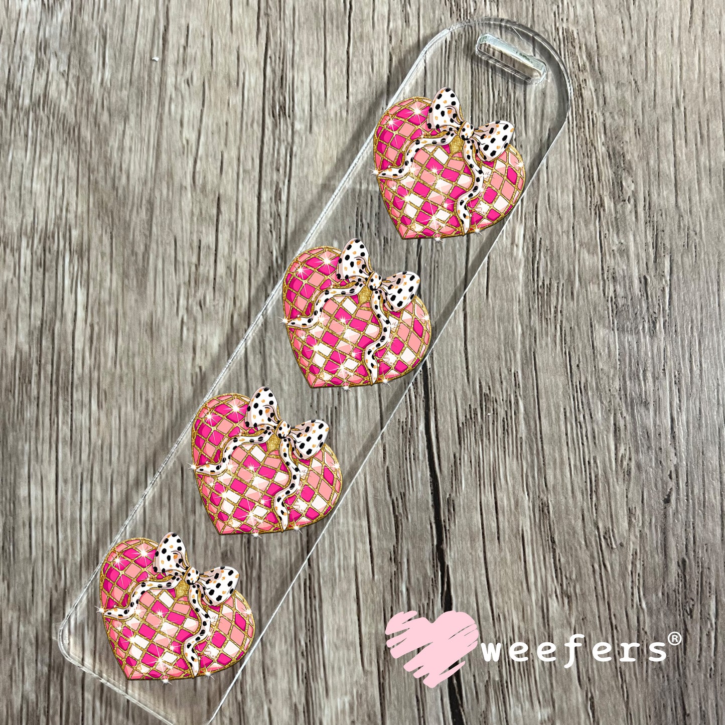 Disco Heart Bow UV DTF Bookmark Decal