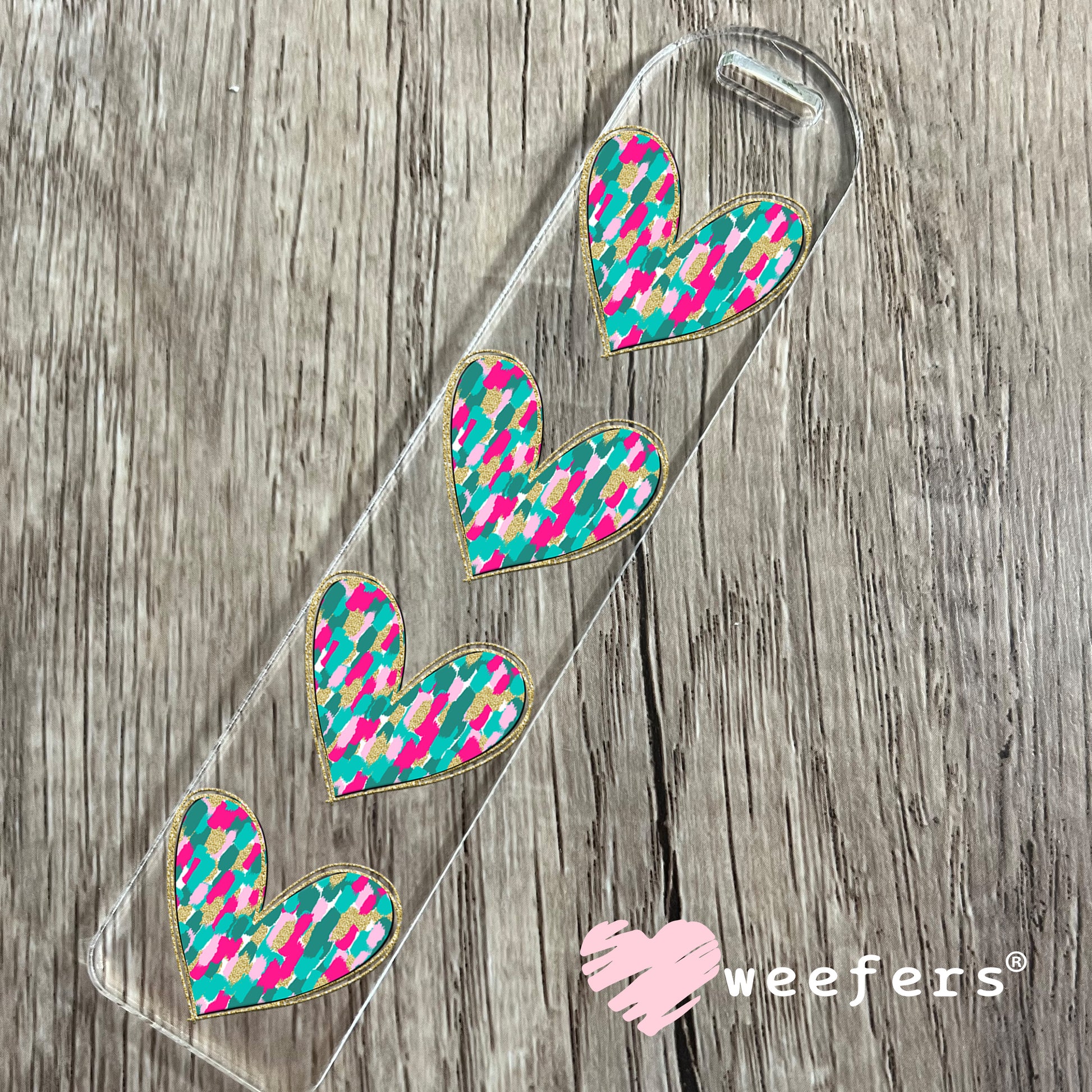 Glitter Colorful Heart UV DTF Bookmark Decal