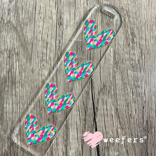 Glitter Colorful Heart UV DTF Bookmark Decal