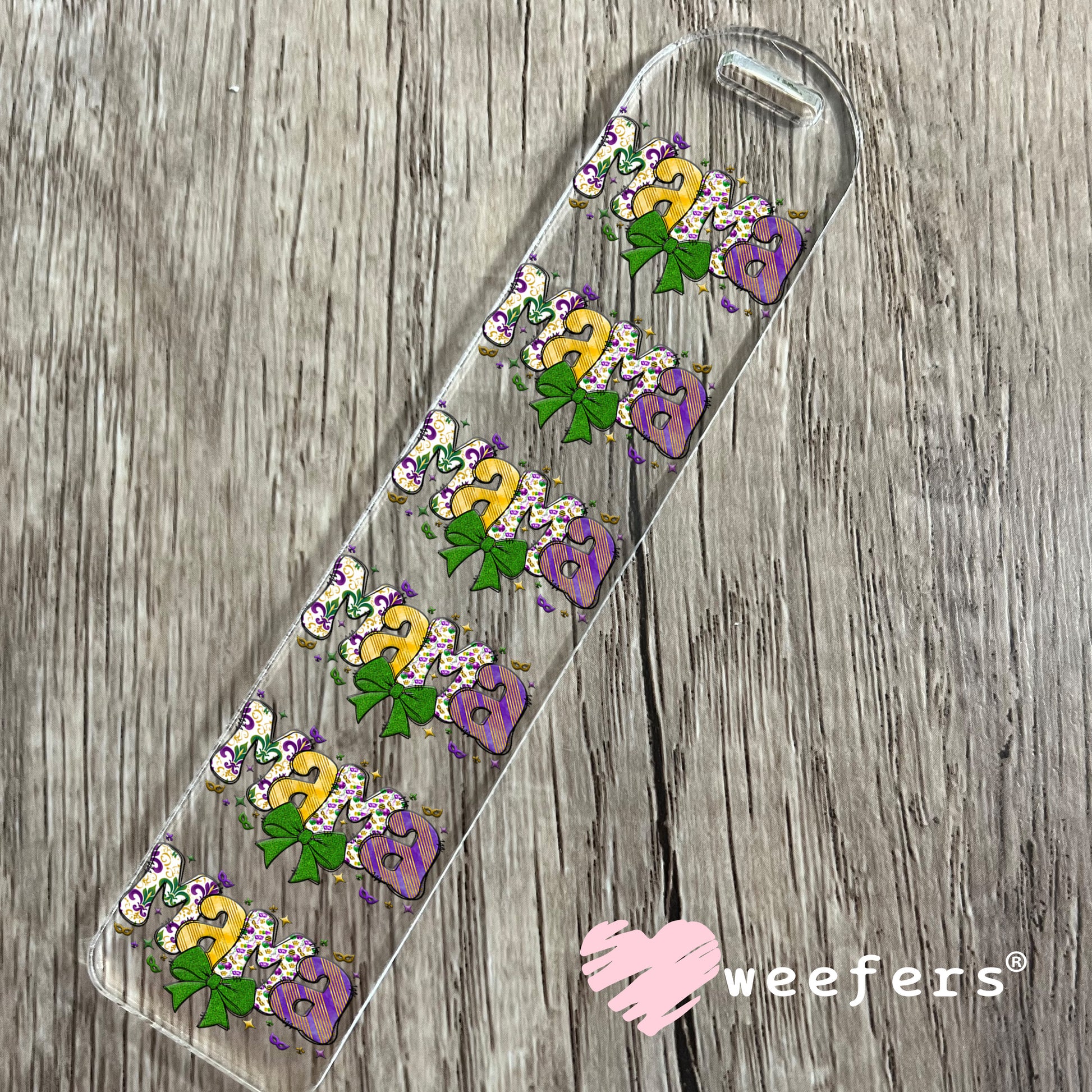 Mama Mardi Gras Bow UV DTF Bookmark Decal