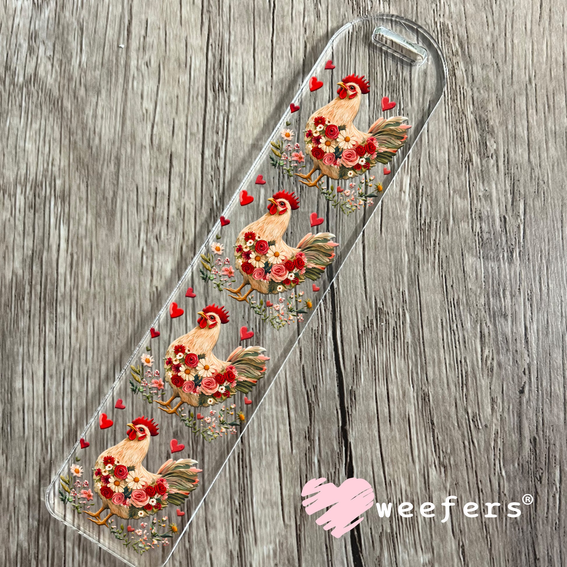 Floral Rooster UV DTF Bookmark Decal