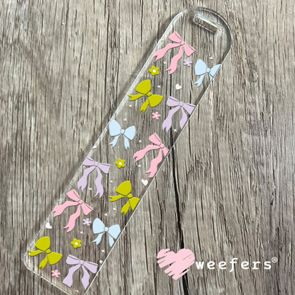 Pastel Coquette Bows UV DTF Bookmark Decal