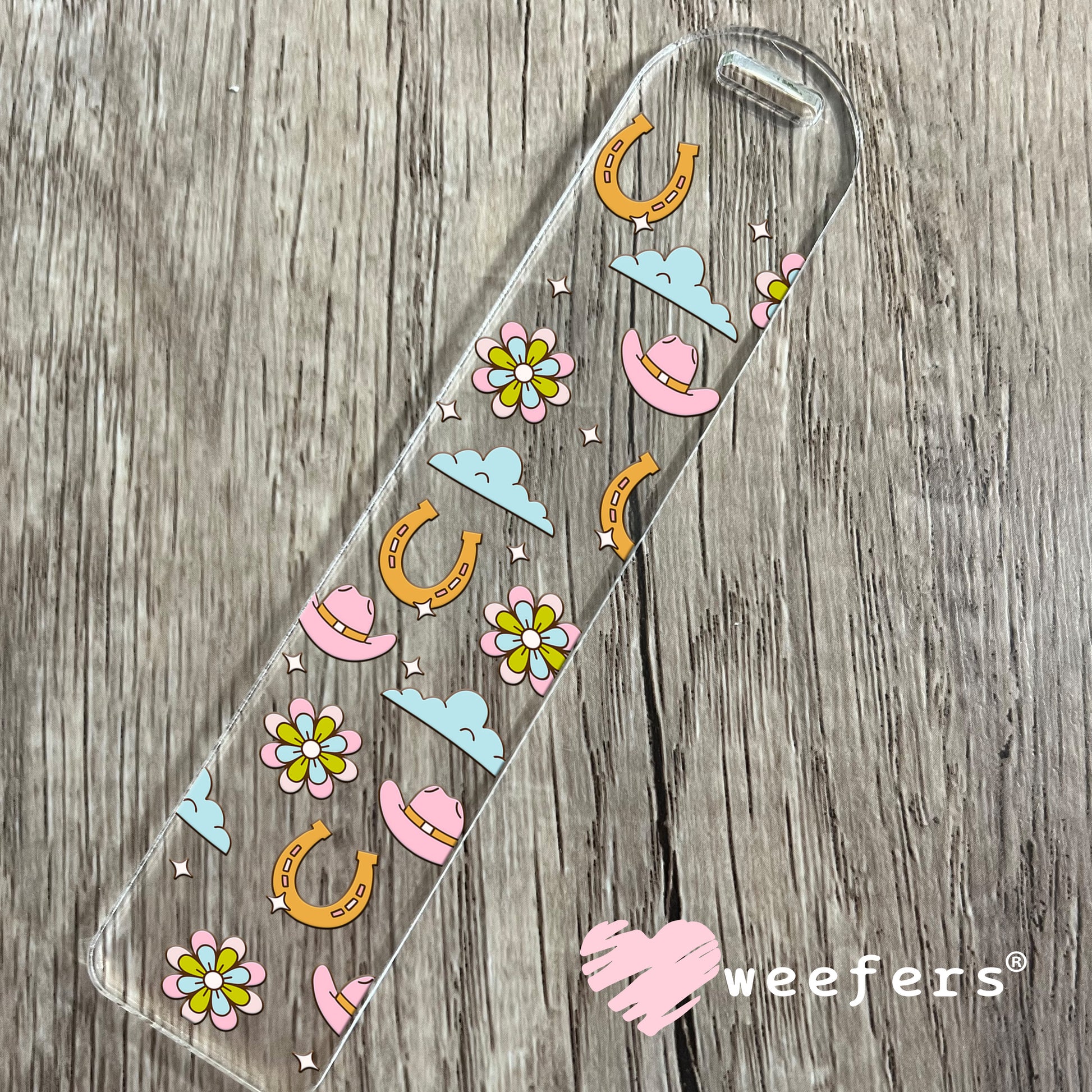 Western Pink and Blue Vibes UV DTF Bookmark Decal