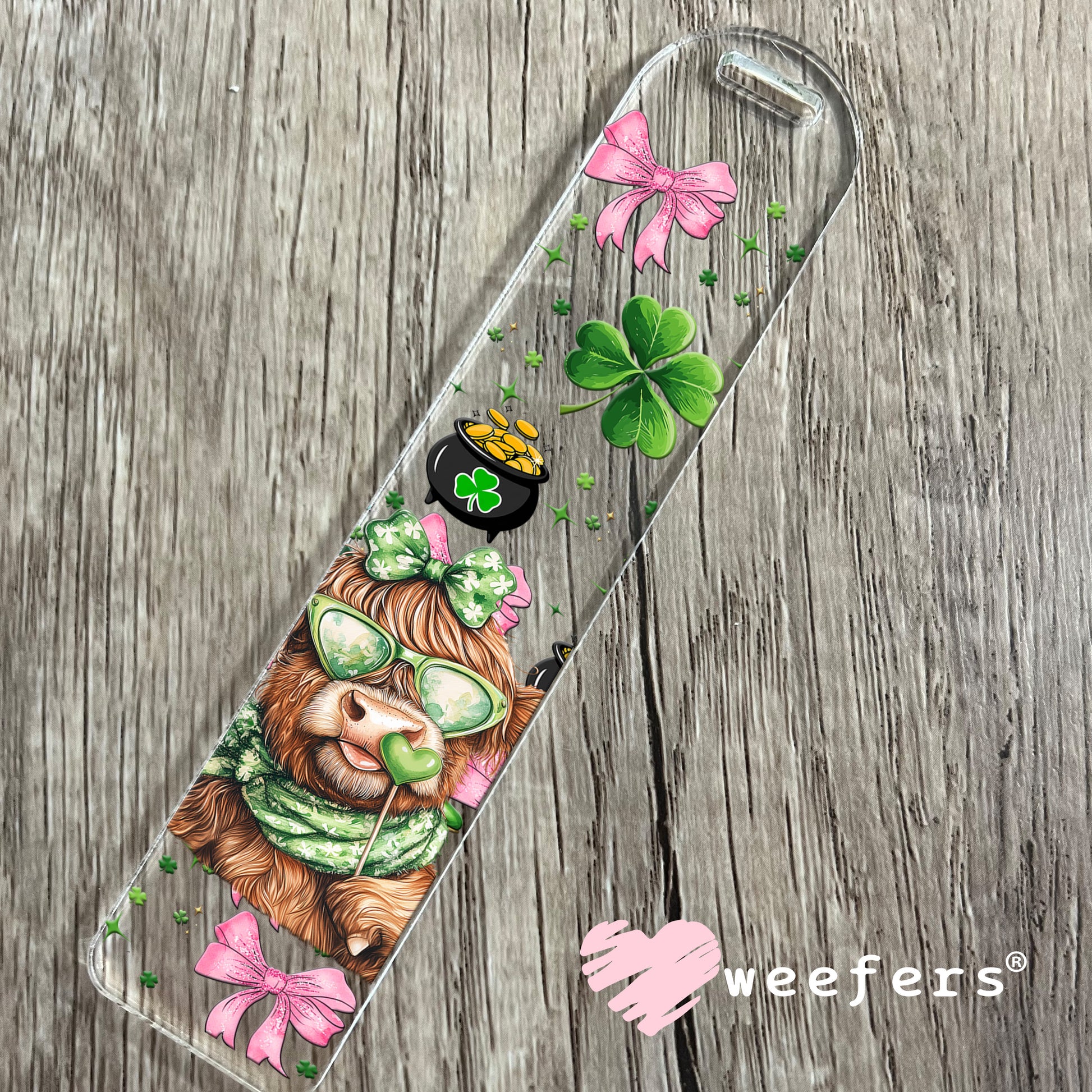 Bougee Coquette Highlander Cow St Patrick's Day UV DTF Bookmark Decal