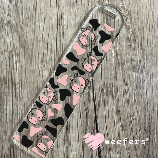 Pink and Black Cow Faces Print UV DTF Cup Wrap Bookmark Weefers