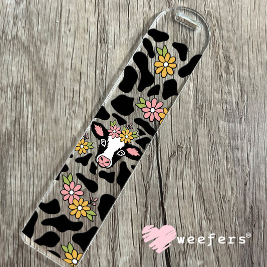 Dairy Cow Black Print with Flowers UV DTF Cup Wrap - Weefers