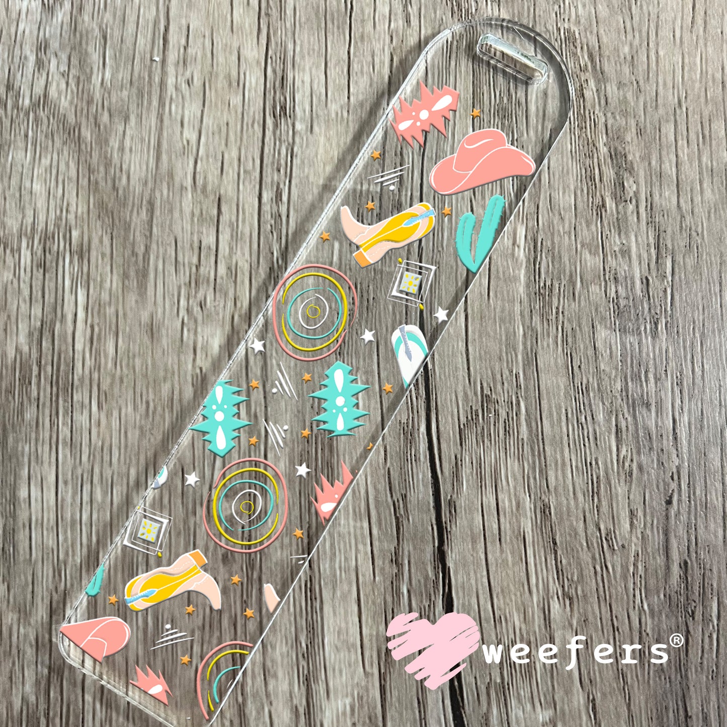 Pink and Teal Cowgirl Favorite Things UV DTF Bookmark Decal