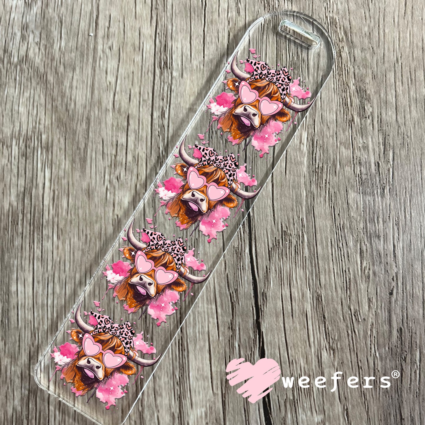 Bougie Pink Highlander Cow UV DTF Bookmark Decal