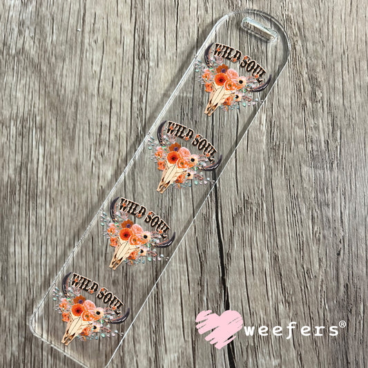Wild Soul Cow Skull Peach UV DTF Decal Bookmark Weefers