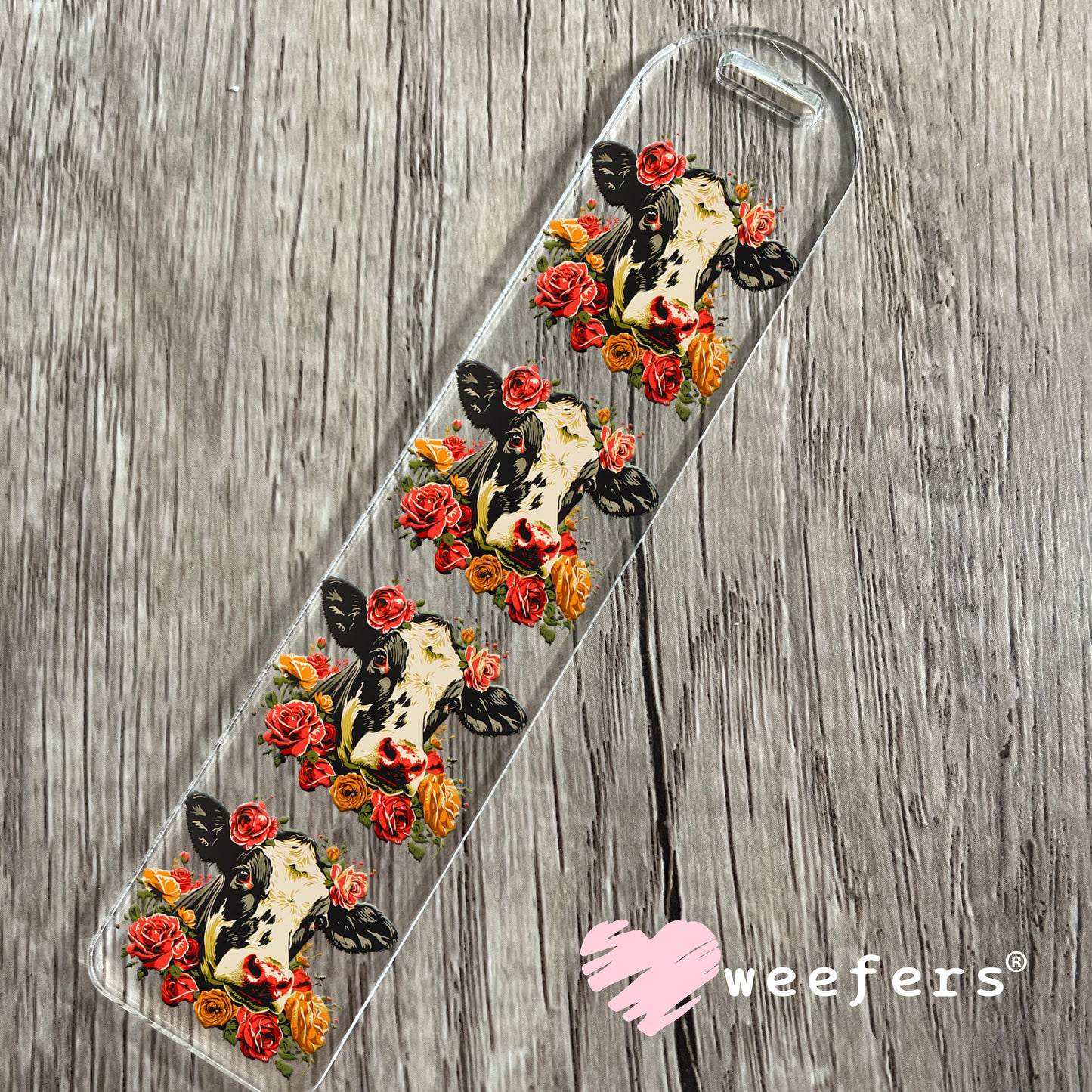 Flower Dairy Cow UV DTF Bookmark Decal