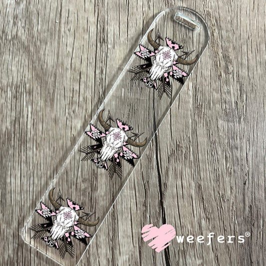 Pink Aztec Cow Skull UV DTF Decal Bookmark Weefers
