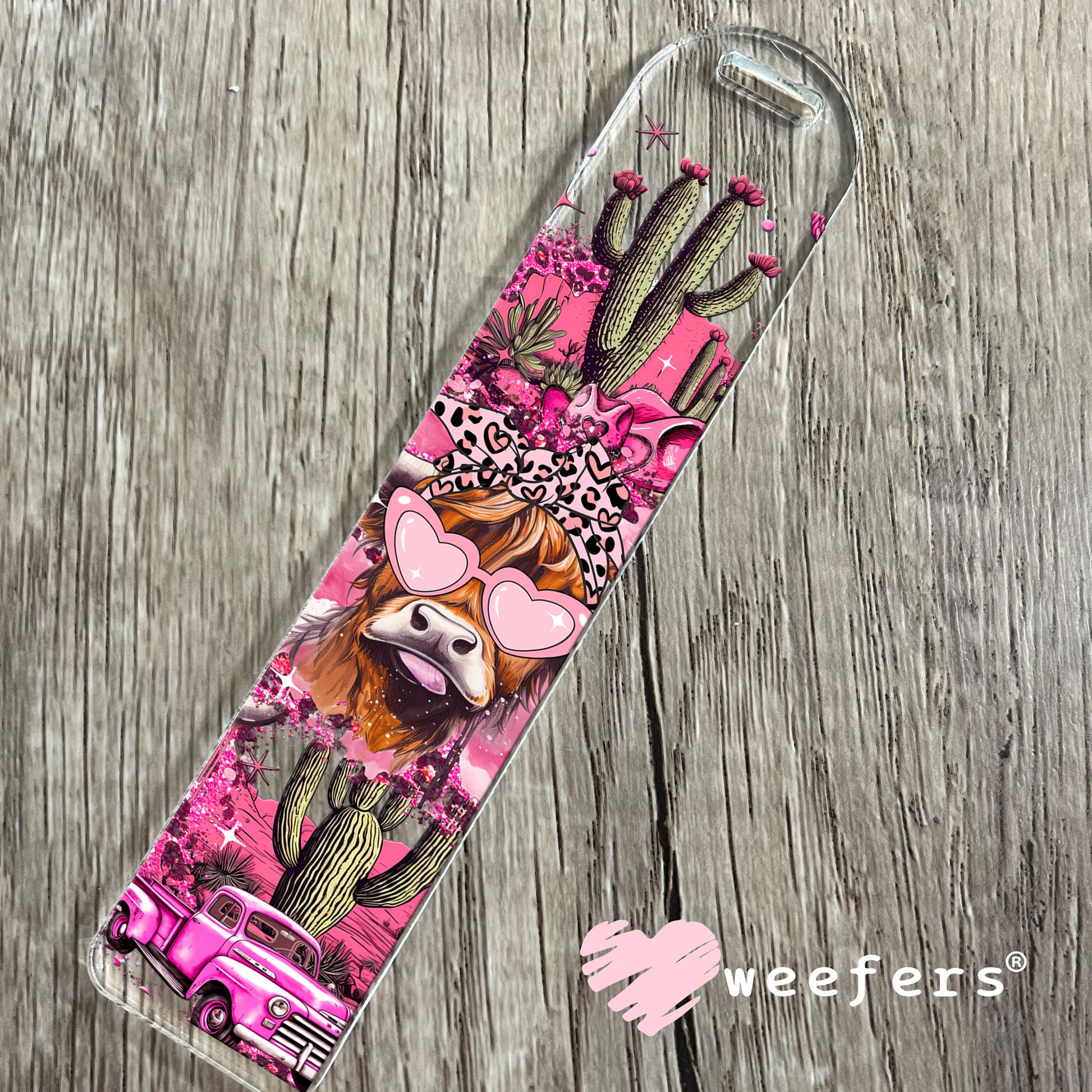 Bougie Pink Highlander Cow UV DTF Bookmark Decal