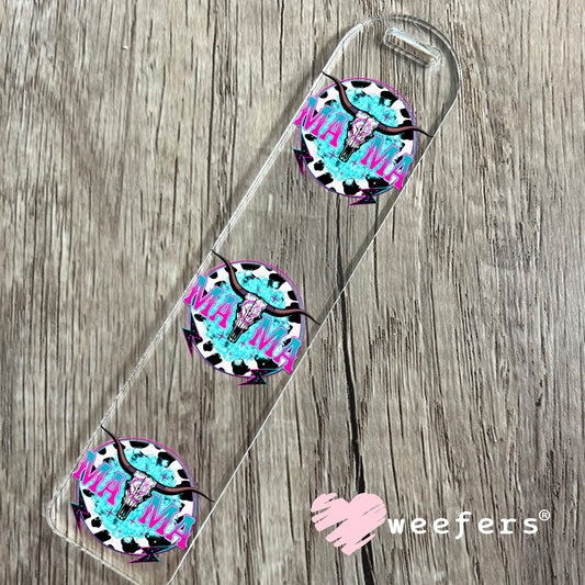 Mama Teal Cow Print Western UV DTF Decal Bookmark Weefers