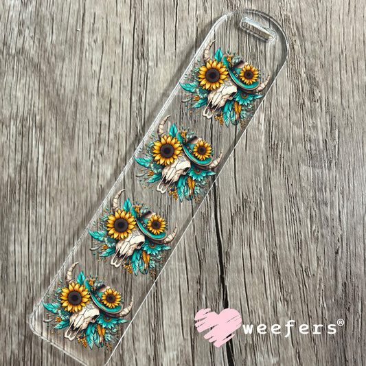 Bougie Sunflower Cow Skull Western UV DTF Decal Bookmark Weefers