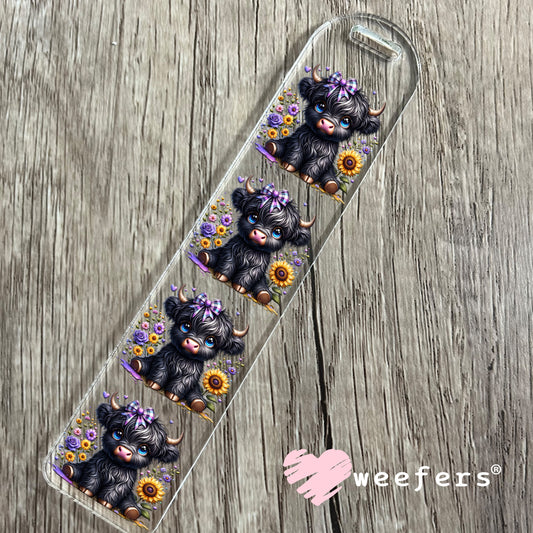 Black Baby Highlander Cow UV DTF Decal Bookmark Weefers