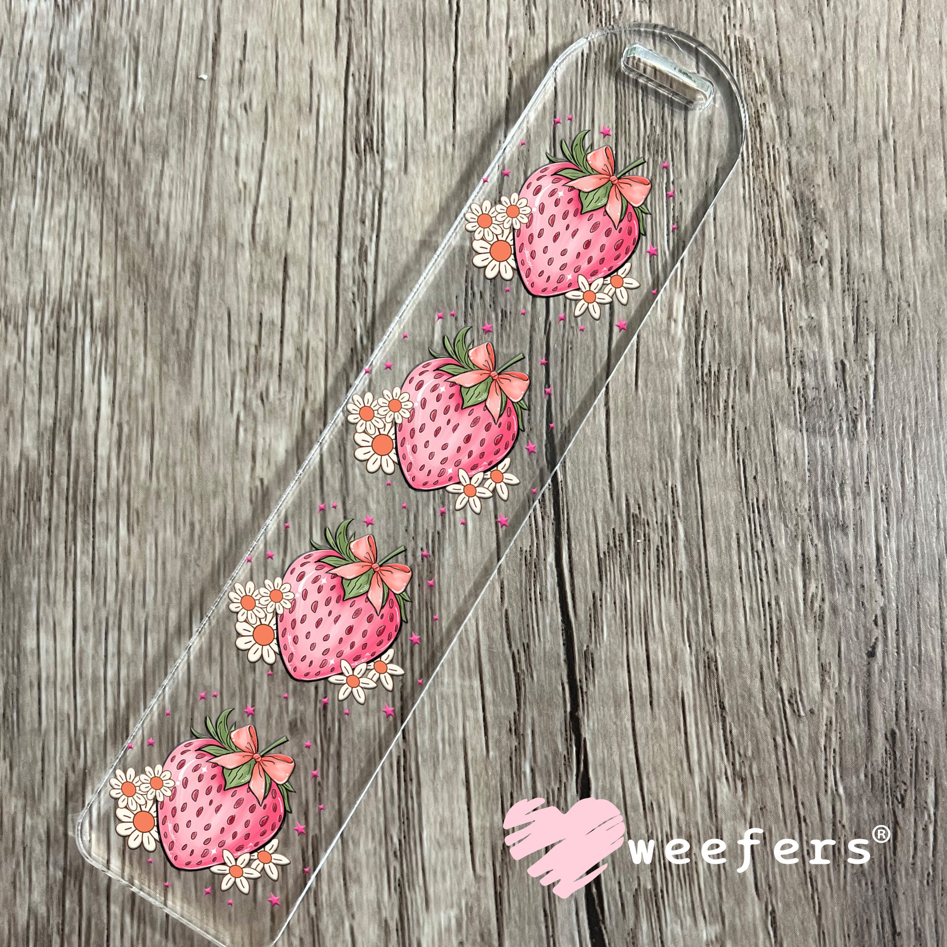 Strawberry Cream Flowers UV DTF Bookmark Decal