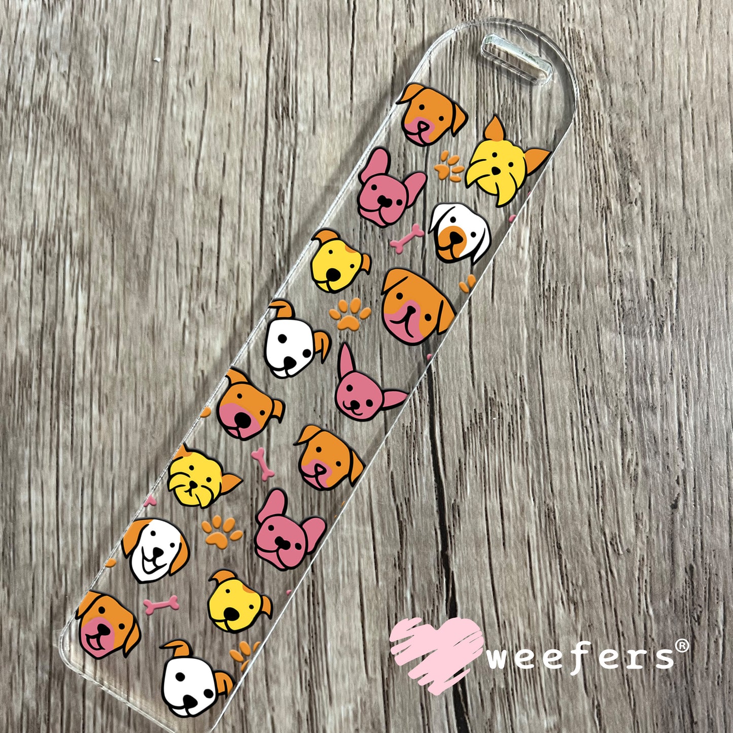 Dog Head Friends Orange and Yellow UV DTF Cup Wrap Bookmark Weefers