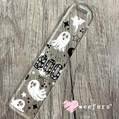 Boo Black and White Ghost UV DTF Cup Wrap Bookmark Weefers
