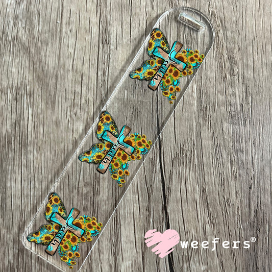 Faith Cross Sunflowers UV DTF Decal Bookmark Weefers