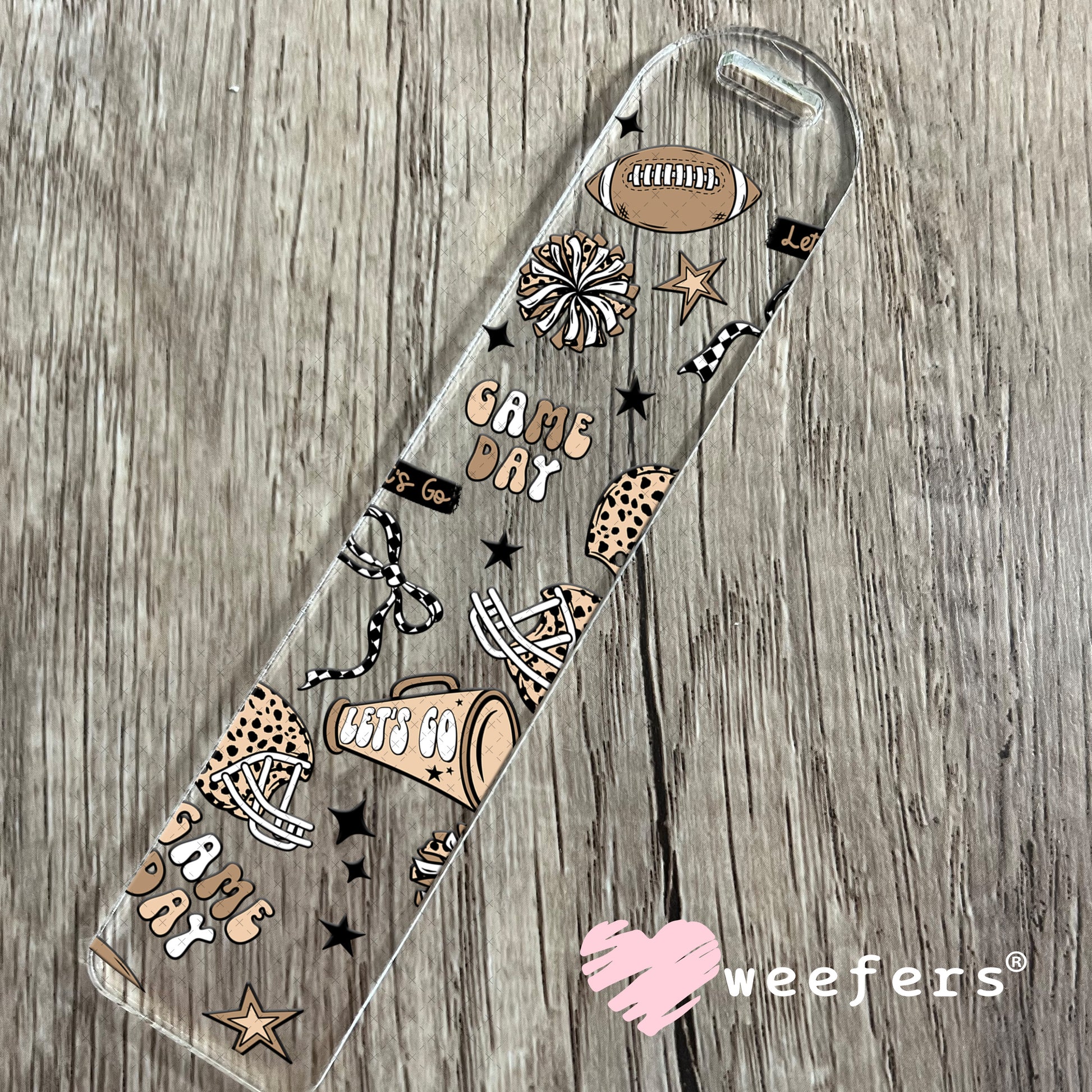 Lets Go Game Day Football Megaphone UV DTF Cup Wrap Bookmark Weefers