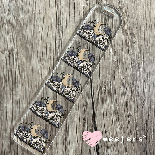 Cottagecore open book Black Moths UV DTF Decal Bookmark Weefers