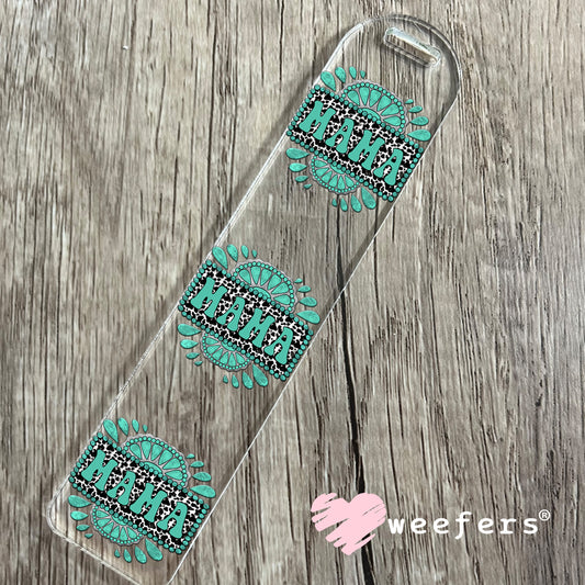 Turquoise Mama Black Dots UV DTF Decal Bookmark Weefers