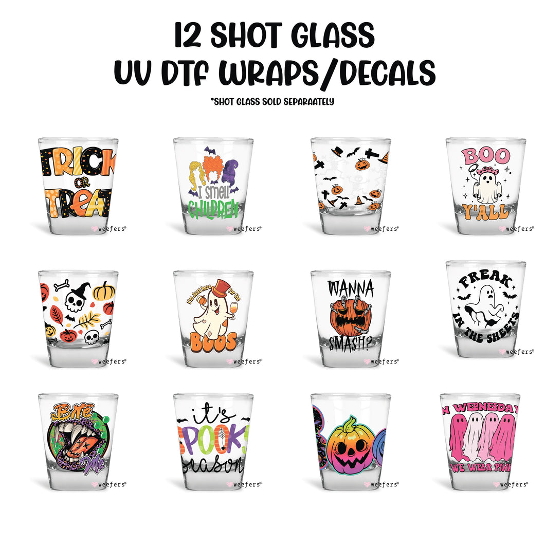 12 Halloween Shot Glass UV DTF Wraps - Decals Bundle - Vol. 5