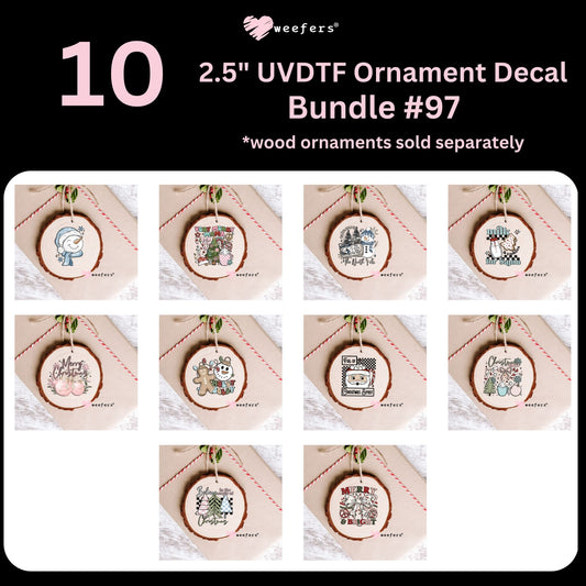 Christmas Ornament Bundle #97 UV DTF Decal Transfers Set of 10 - Weefers