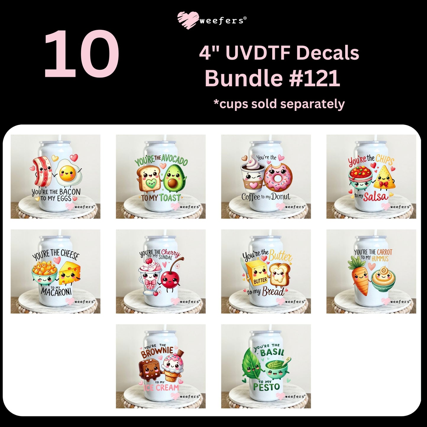 Funny Corny Couples UV DTF 16oz Decal Bundle #121