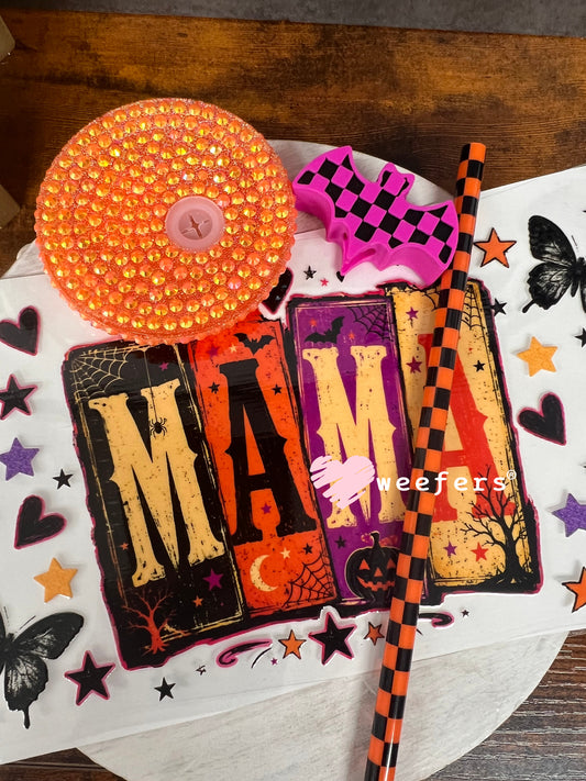 Mama Halloween  - 16oz Generic Glass Can Cups UV DTF Kit
