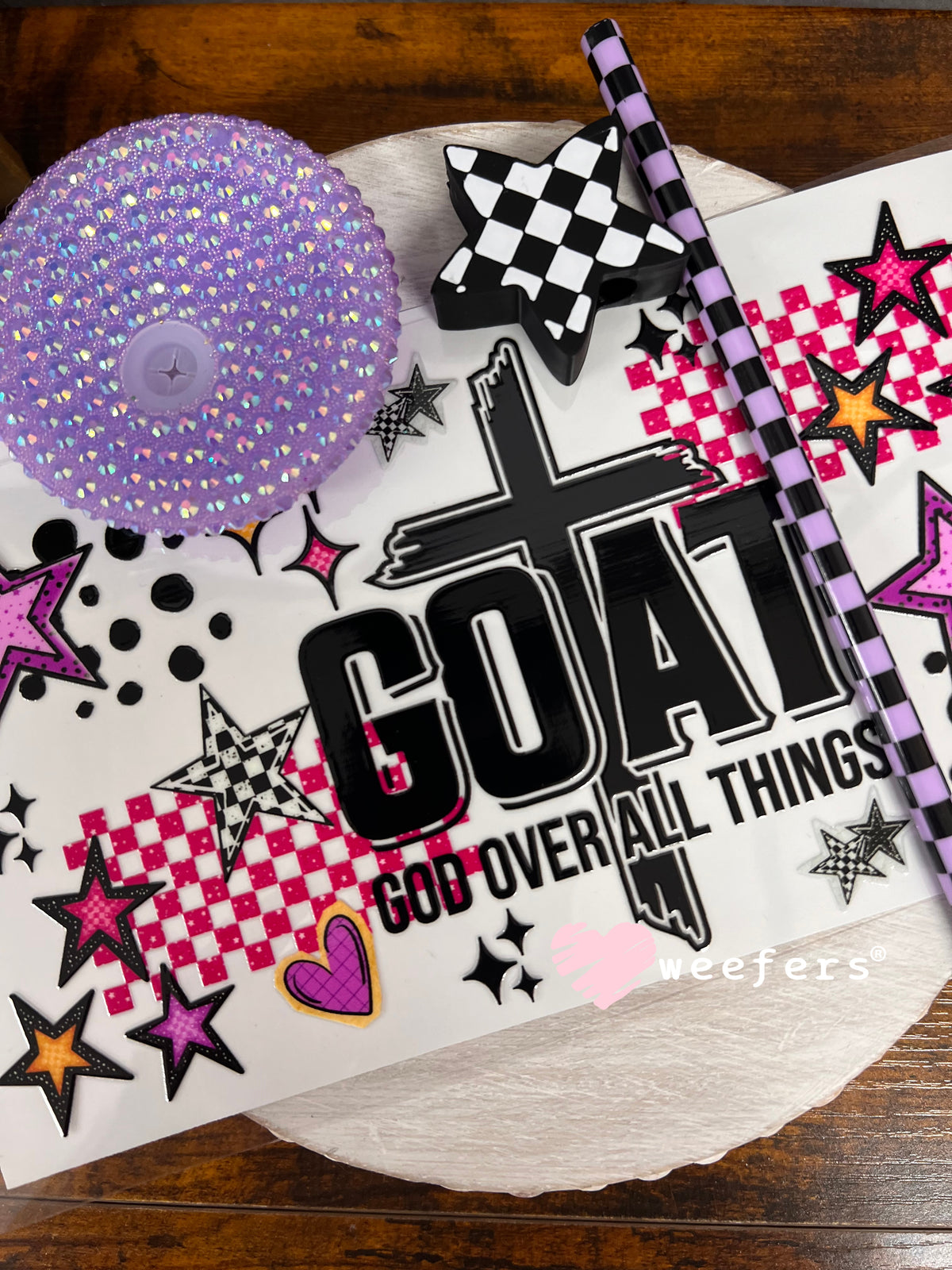 GOAT God Over All Things - 16oz Generic Glass Can Cups UV DTF Kit Weefers