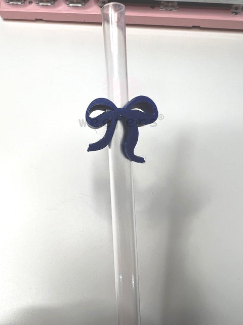 Itty Bitty Bow Straw Toppers - Pack of 5 Navy Blue - Pack of 5 Weefers